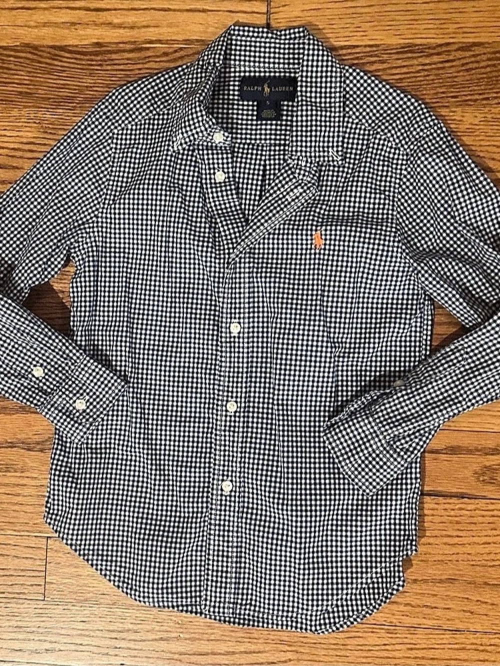 Ralph Lauren Gingham Button Down Shirt in Blue & White